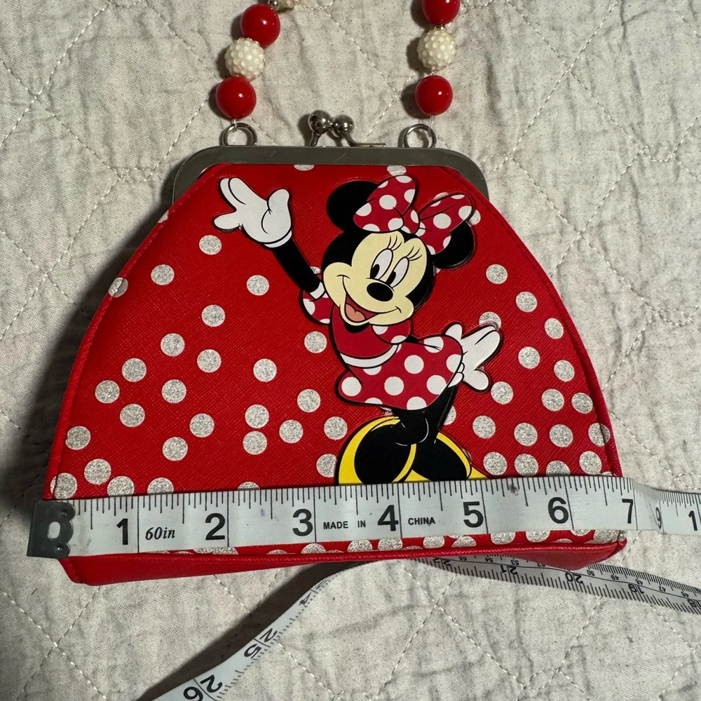 Disney Minnie Mouse Red Polka Dot Kiss Lock Purse Mini Handbag Cute Reto Style